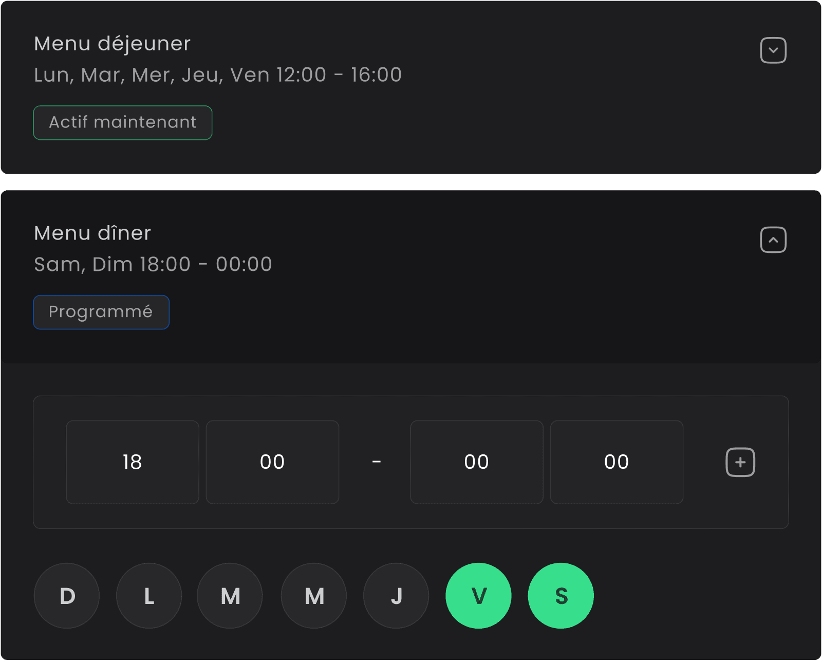 Des menus intelligents qui changent automatiquement